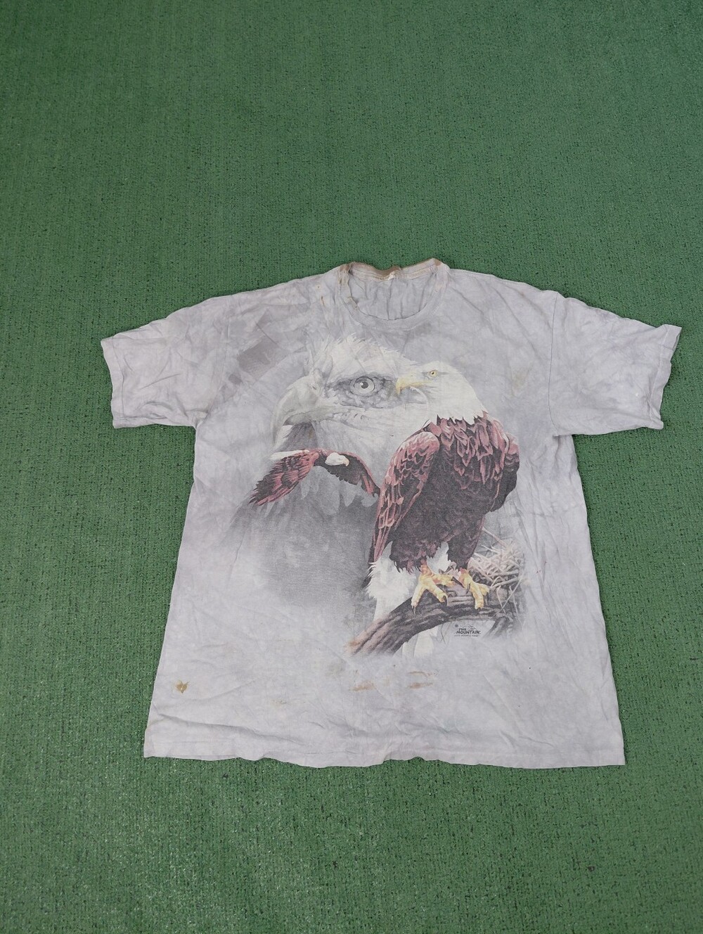 VINTAGE 2002 Bald Eagle Bird Nature Animals Y2K Light Blue & White T Shirt Sz XL